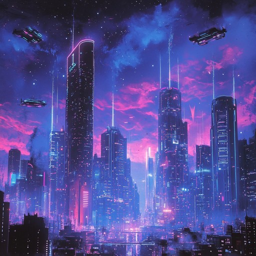 An instrumental new wave track that blends futuristic synths and driving beats to create an immersive soundscape reminiscent of neon lit cyberpunk cities, evoking a sense of motion and technological wonder.