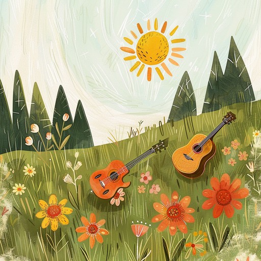 This instrumental ballad features a bright, cheerful melody played on the acoustic guitar, creating an atmosphere that evokes warm summer memories and carefree days. The uplifting tune is accompanied by gentle percussion and light hearted background harmonies, perfect for a sunny afternoon or a walk in the park.