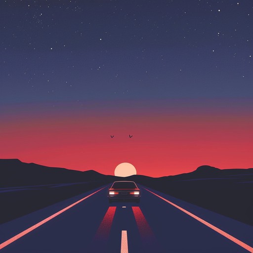 This track encapsulates the essence of a nocturnal road trip through the city, filled with gliding synths and deep bass lines that convey a sense of smooth, uninterrupted motion, as if driving through midnight streets with neon lights reflecting off the car’s hood.