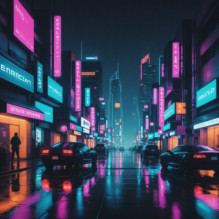 In a soundscape that merges the relentless energy of cyberpunk with chaotic rhythms, neon shadows unfold captures the futuristic dystopia through aggressive electronic beats. The composition uses synthesized sounds to create a vivid atmosphere of a neon lit cityscape fraught with digital anarchy, evoking feelings of high tension and unpredictability.