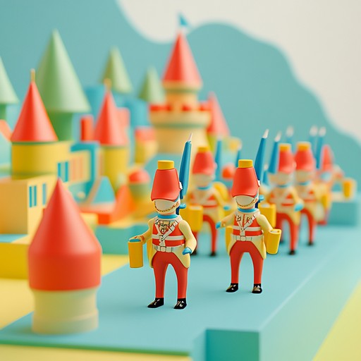 Experience a whimsical adventure with toy soldiers, merging playful toy sounds with grand, uplifting orchestral arrangements. This track narrates an epic, imaginative journey through a fantastical toy world