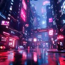 neon streets with playful beats and futuristic touch.