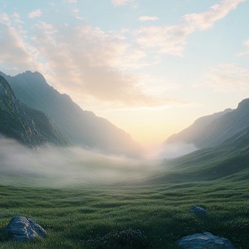 This piece captures the essence of a peaceful sunrise over lush green valleys, where the early morning mist is gradually replaced by the glow of the sun. The composition builds gently, mirroring the slow ascension of light over the landscape, awakening the world with soft warmth. The gentle strums of the harp paralleled with the soothing flow of the melody create an enveloping sense of calm and rejuvenation.