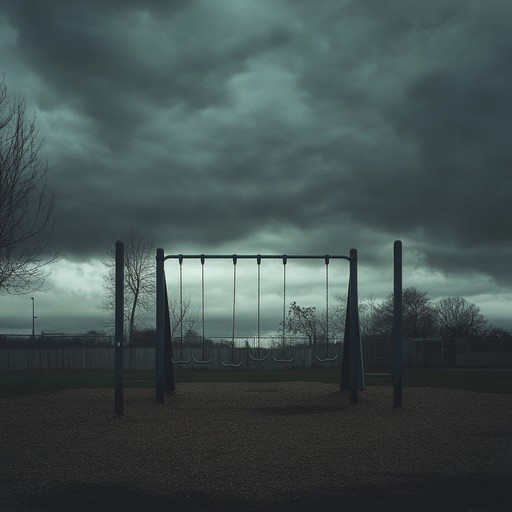 Visualize an abandoned playground under a blood red sky, swings creaking in the wind. This instrumental piece blends spine chilling melodies with menacing undertones, creating a hauntingly eerie lullaby perfect for spooky children's stories or halloween atmospheres.