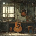 intimate guitar melodies in calming garage atmosphere