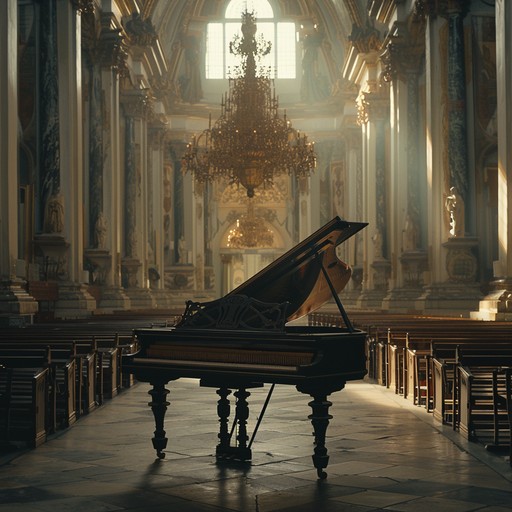 An ethereal baroque piece highlighting the spiritual reflection through gentle harpsichord melodies and harmonies, creating an enveloping sense of tranquility and reverence.