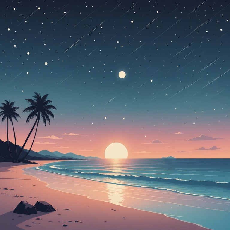 Imagine a tranquil night where the gentle sounds of waves blend seamlessly with calming, soft melodies, creating a restful atmosphere. This chillwave track embodies the peace of a moonlit beach, with slow, soothing synthesizer pads and a minimalist beat setting the mood for relaxation and introspection.