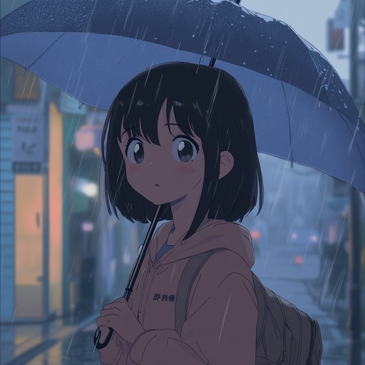 A somber instrumental capturing the sadness of longing through delicate piano notes, reminiscent of a lonely anime scene in the rain