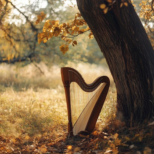 Feel the gentle embrace of harvest time with an ancient celtic melody played on a celtic harp. This serene composition captures the essence of traditional folk music, wrapping listeners in warmth and tender nostalgia