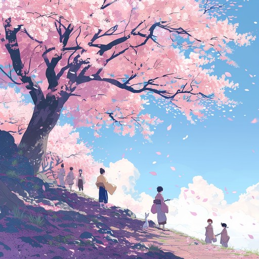 This high spirited instrumental track features traditional japanese instruments playing a central role. It aims to capture the vibrant atmosphere of a spring festival, with the sounds of cherry blossom petals floating in the breeze. Energetic yet elegant, this piece is great for any cheerful occasion.