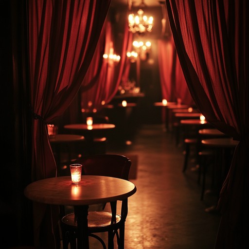 Imagine walking into a dark, lavishly decorated cabaret at midnight, where velvet curtains drape the walls and dim candles cast long shadows. The music is hauntingly beautiful, blending serene melodies with a touch of mystery and allure. It's a piece that captivates and enchants, perfect for a night of elegant enigma.