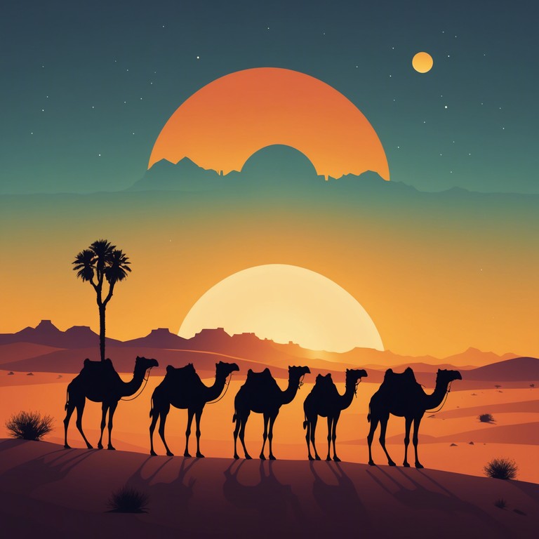 This track blends traditional middle eastern melodies with contemporary electronic rhythms, creating a bridge between the old and the new. The sitar leads with its soulful tones, accompanied by deep synthetic bass and ambient soundscapes, painting a vivid picture of timeless desert landscapes and bustling, spice scented bazaars.