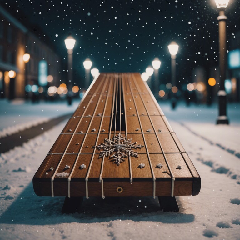 This track provides a reflective journey through helsinki's famous esplanadi park during winter, with a light snowfall cloaking the city in white. Integrating mellow tones and ambient elements with the distinctive sound of the kantele, it evokes the peaceful solitude of a snowy evening walk, mixed with warm memories of urban winter landscapes.