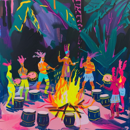 An energetic track blending tribal rhythms with vibrant percussive beats, creating a lively and infectious groove that transports listeners to a wild, jungle celebration. The song features powerful stomp sounds that are complemented by rhythmic, hand played drums and subtle marimba melodies, encapsulating the feeling of an untamed, festive dance around a bonfire.