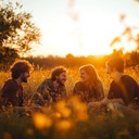 happy friends reunite in a golden afternoon setting