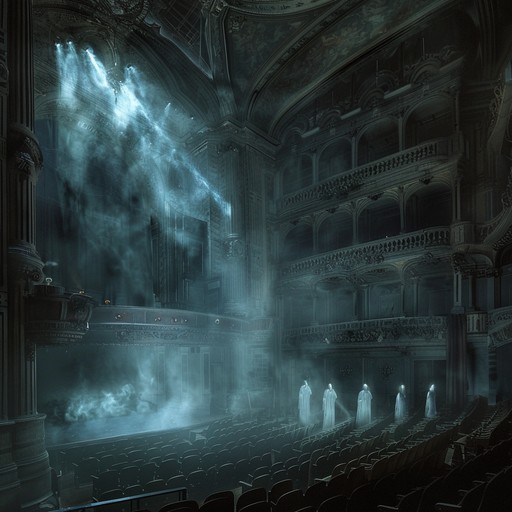 An eerie and haunting operatic vocal showcase, set against a forlorn orchestral background. This piece conveys an intensely chilling and mysterious atmosphere, transporting listeners to a ghostly realm filled with suspense and intrigue.