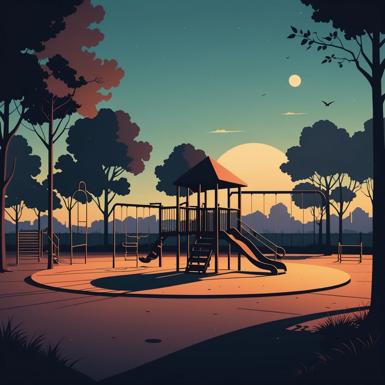 A unique composition blending innocent childlike melodies with subtle undercurrents of unease and tension, evoking images of an empty playground at dusk. The combination suits stories needing a mix of innocence and impending trouble.