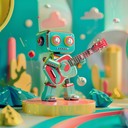 playful metal with electric guitar riffs and toy sounds