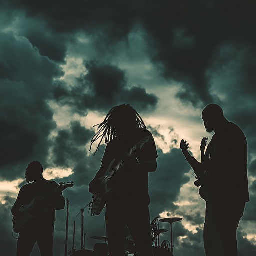 A menacing reggae track featuring deep basslines and eerie guitar, building a suspenseful and ominous atmosphere that captivates listeners with its dark tones.