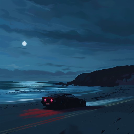 This track should capture the essence of a late-night drive along a coastal city, with shimmering synths and a steady, pulsating beat that emulates the rhythmic movement of ocean waves alongside. The mood is both exhilarating and calming, reflecting the dual nature of the city at night and the endless ocean beside it. The song should use atmospheric layers to create a sense of depth, and occasional bright leads to mimic the city lights reflected on the water's surface.