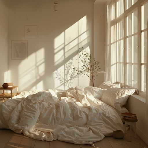 Dive into a comforting bedroom harmony with calm guitar melodies and soft synths, set to a gentle beat, creating a liberating, peaceful, and reflective atmosphere ideal for relaxation and introspection