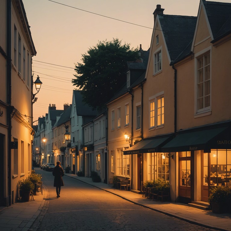 Imagine an old jewish town as the sun sets, the gentle violin playing amidst the whispers of history and peace, evoking a sense of continuity and devotion.
