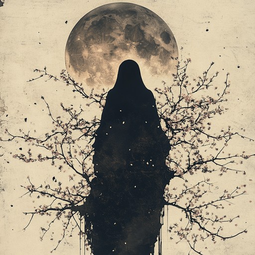 This instrumental j pop piece features a softly haunting melody, where ethereal sounds flutter like ghostly whispers among the cherry blossoms, creating an atmosphere of serene melancholy