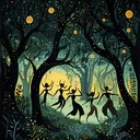 playful rhythmic stomps in a magical forest glen.