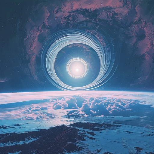 Picture yourself on an epic journey through the universe, surrounded by dazzling fractal patterns that twist and turn in a brilliant display of colors. Your mind drifts through the surreal beauty of the cosmos, accompanied by mystical and hypnotic sounds.