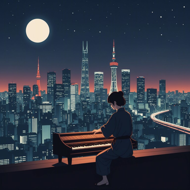Imagine a song where the lively world of modern tokyo converges with the soul soothing sounds of ancient japanese melodies, incorporating the koto with a dynamic beat that feels like wandering through tokyo's neon lit streets during a festive night.