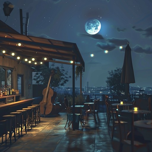 Picture a cozy rooftop bar overlooking a quiet cityscape, the moon casting a gentle glow. This track features tender jazz tones and nocturnal ambiance, perfect for ending your day in peaceful reflection.