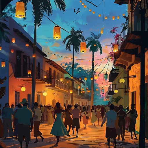 Imagine strolling through havana as the city transitions from day to night, with every corner alive with the sound of guitars strumming the vivacious tunes of rumba. This track will transport you to a festive evening where the air buzzes with music and laughter under a canopy of stars.