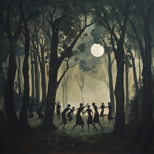 An immersive track that combines upbeat, fast paced rhythms with a dark, mysterious atmosphere, evoking the feeling of an ancient forest dance. Traditional folk instruments with modern production.