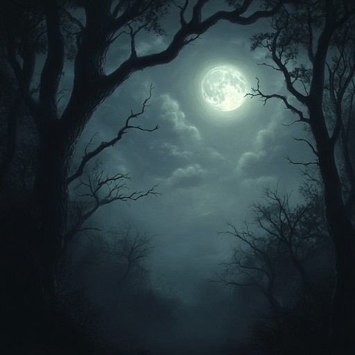 Imagine a shadowy, moonlit night where every creak and whisper sends chills down your spine. This piece builds tension with a deep, menacing theme, using powerful orchestral elements like strings and deep brass. Each note heightens the sense of dread, leading you through a haunted forest where the unknown waits to pounce at every turn