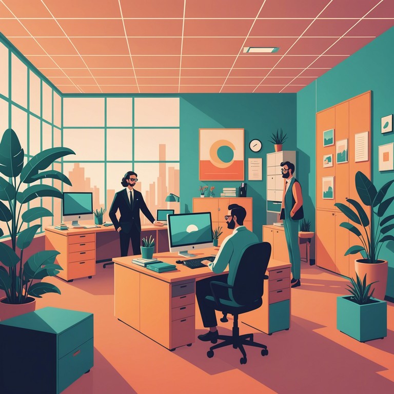 A spirited and lively instrumental track that injects a playful and optimistic mood into any corporate environment, designed to enhance focus and invigorate the workday atmosphere. The melody is carried by a crisp acoustic guitar, providing a soothing yet uplifting rhythm perfect for innovation and teamwork.