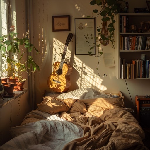 Imagine waking up to a gentle stream of sunlight filtering through the curtains. This instrumental piece features warm guitar tones and ethereal synth layers that create a serene and comforting atmosphere. Light percussion elements provide a soothing, consistent pulse.