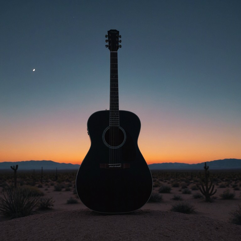 Imagine a gentle acoustic soundtrack accompanying a peaceful twilight, where each guitar strum captures the fading light and the day's last whispers of wind across the canyon. It's both uplifting and calming, perfect for winding down after a long day.