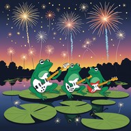 catchy frog croaks with joyful electric guitar