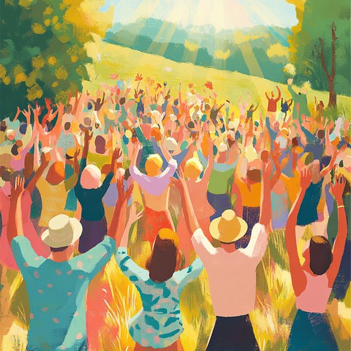 Experience an abundance of joy with happy folk music featuring lively, bright sequences. This instrumental piece infuses the spirit of a sunlit meadow dance, with the warm strumming of acoustic guitars, rhythmic handclaps, and an irresistible sense of happiness. Perfect for summer days and festive celebrations.