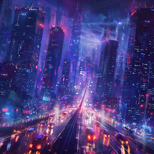 Immerse in a serene yet dynamic night time cityscape where synths sway gently and rhythm pulses steadily, painting vivid pictures of a dreamlike urban environment. The ambient echoes and beats provide a perfect backdrop for any nocturnal adventure.