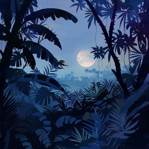 A haunting yet enchanting instrumental piece blending dark ambient textures with tropical rhythms. Imagine moonlit nights in a dense jungle where mysterious creatures roam and eerie yet beautiful melodies linger in the air. Subtle percussion and evocative sounds transport you to an enigmatic world.