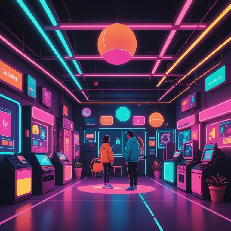 This instrumental track embodies the spirit of carefree play and innocence, characterized by its vibrant synth melodies and pulsating beats. It captures the essence of a child's imaginative exploration in a neon lit digital world, offering a sense of wonder and excitement.