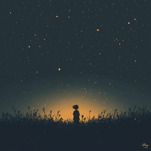 An instrumental track that captures the wistful longing of an anime protagonist gazing at distant stars, blending delicate piano with soaring strings.