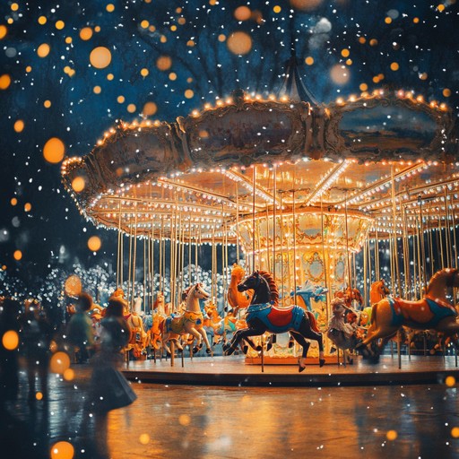 A cheerful and whimsical tune evoking the charm of a carnival ride, complete with lighthearted melodies and playful, bouncy rhythms that make listeners feel like they're on a carousel ride led by dancing clowns. The composition combines quirky instrumental textures with jaunty harmonies, creating an atmosphere of delightful fun and innocent joy