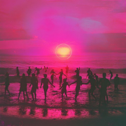 A lively new wave piece that echoes the effervescent energy of a summer beach neon night, with sparkling synths and rhythmic beats that animate the scene. It's a song that fills the air with excitement and playful exuberance, making everyone want to dance.