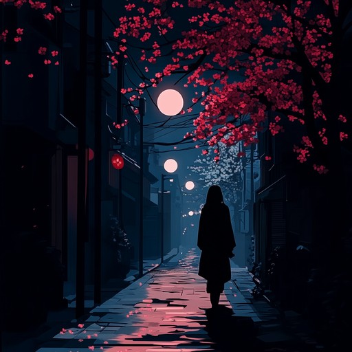 A dreamy instrumental j pop piece with lush synth textures and ambient soundscapes, portraying the sensual atmosphere of tokyo at night beneath blooming sakura.