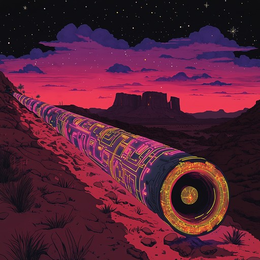 A high energy instrumental track blending pulsating electronic dance beats with the deep, resonant sounds of the didgeridoo, creating a fusion that transports listeners to an electrified outback rave.