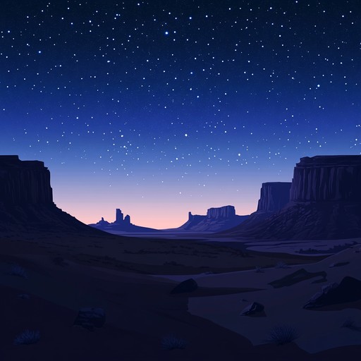 An instrumental piece combining ambient guitar with western motifs, creating a surreal journey through expansive desert vistas under a starlit sky.