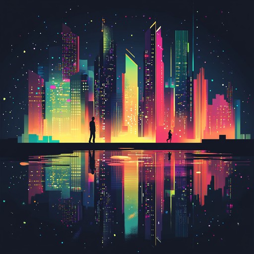 An instrumental track blending 80s synthwave vibes with funky basslines and catchy melodies, evoking neon lit cityscapes and retro dance floors.