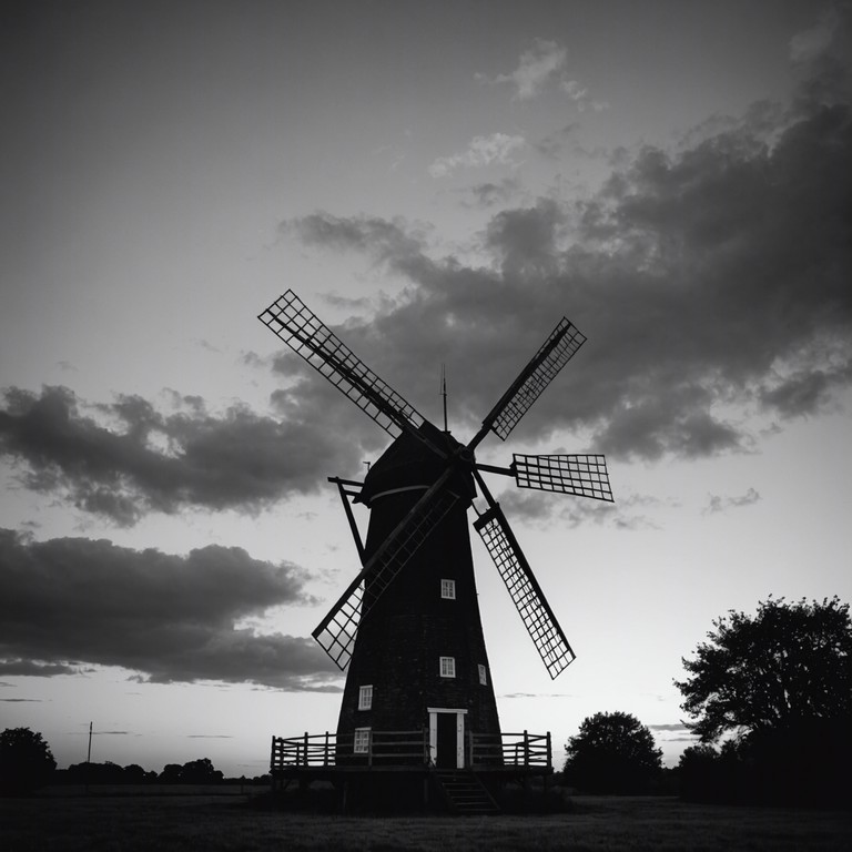 A chilling instrumental journey set in a haunted brazilian farm, combining sertanejo rhythms with unsettling melodies to evoke a haunting atmosphere. The eerie sounds capture the essence of a ghostly presence lurking around an old windmill, as the night deepens and the shadows grow longer against the backdrop of traditional brazilian countryside music.